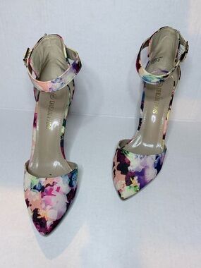 Dream Pairs Multicolor Floral Pointed-Toe Ankle-Strap Heels